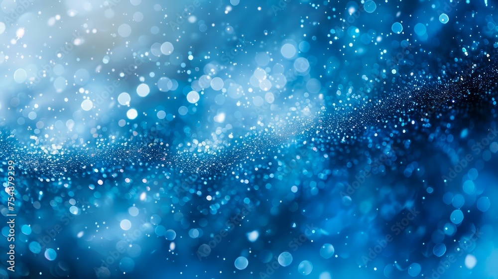 Aufkleber abstract blue bokeh background with shimmering particles and dreamy lights for festive or elegant de