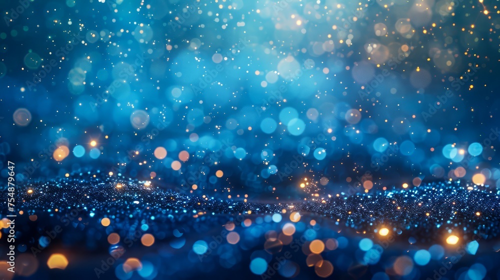 Aufkleber abstract blue and orange bokeh lights background with sparkling defocused particles for festive or t