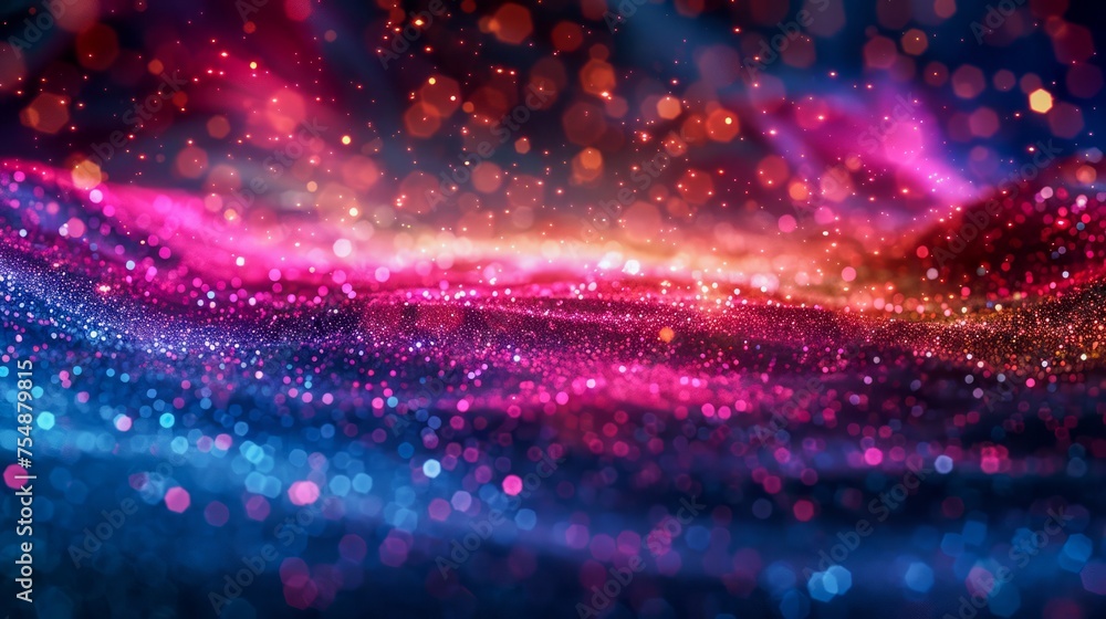 Aufkleber vibrant abstract background of shimmering particles and dynamic waves of colorful light in high reso