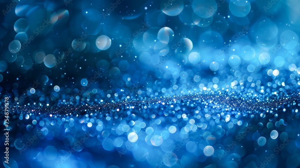 Aufkleber abstract shimmering blue bokeh background with glittering particles for elegant design