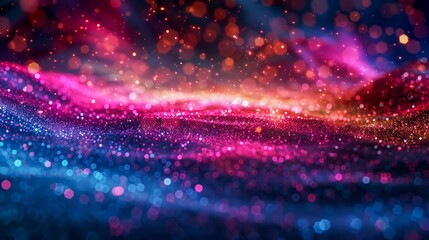 Vibrant Abstract Background of Shimmering Particles and Dynamic Waves of Colorful Light in High Resolution