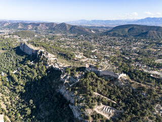 Fototapeta na wymiar Jativa Castle in Valencia aerial shot