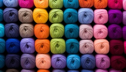Colorful skeins of yarn for knitting as a background texture - obrazy, fototapety, plakaty