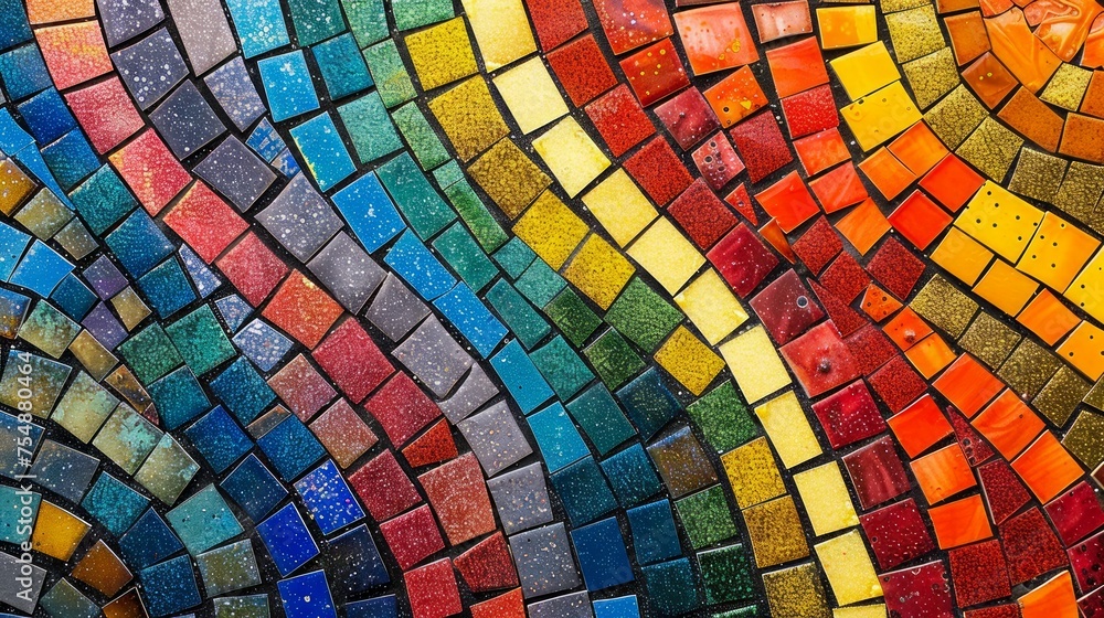 Aufkleber vibrant mosaic artwork displaying colorful abstract geometric patterns and textures