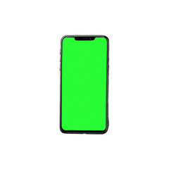 Smartphone with green screen isolated on transparent background