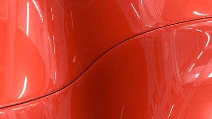 Metal paintwork texture, red background. Car paint. Reflections in the polished surface of red lacquer paint. 3d illustration	