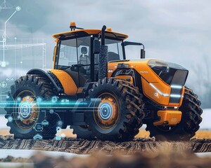 Futuristic tractor controlled via smartphone in agriculture