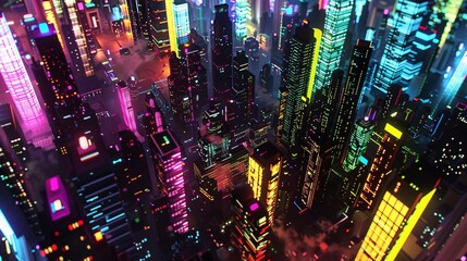 Neon Cityscape A Vibrant View of the Future Generative AI