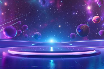 Purple Planetary Paradise A Celestial Celebration of the Monthly Moon Generative AI