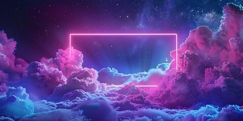 Pink Clouds in a Purple Sky A Neon Dreamscape for the Month of Love Generative AI