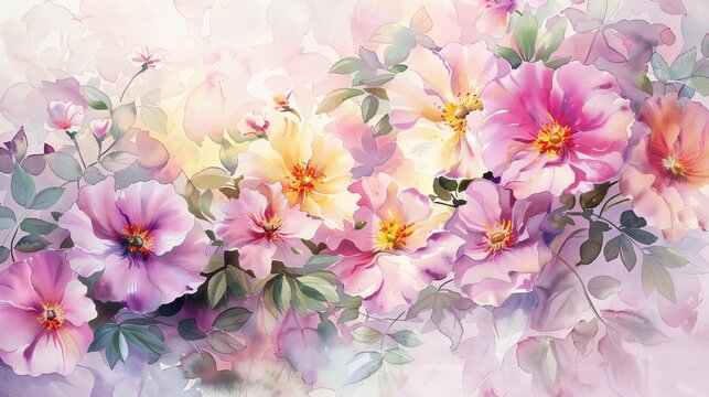 Flower Power A Vibrant Pink and Yellow Bouquet Generative AI