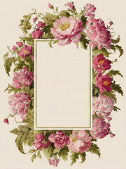 Vintage classic flower art nouveau frame border with copy space area. Generative ai 