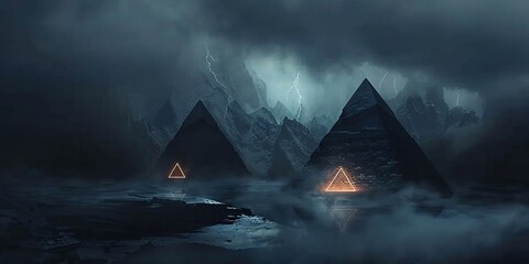Eerie Egyptian Pyramid at Night A Trip to the Past Generative AI - obrazy, fototapety, plakaty