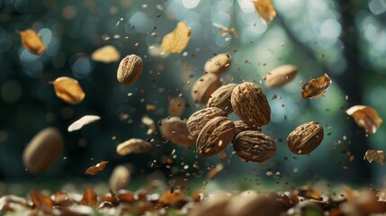 Obraz na płótnie Canvas Advertising nuts flying nuts 