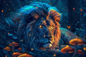Lion's Den A Blue and Orange Dreamscape Generative AI