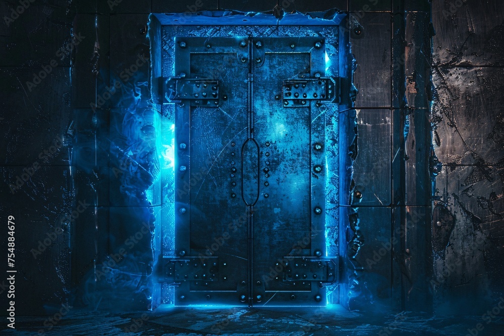 Poster neon doorway to the future a glimpse into the world of tech and trends generative ai