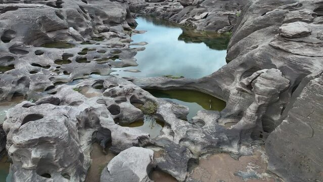 Aerial view from the drone camera of Samphanbok Thailand.