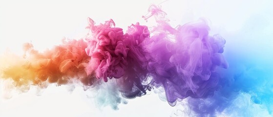 Colorful smoke. Freeze motion of blue and pink powder exploding on white background. Abstract background.