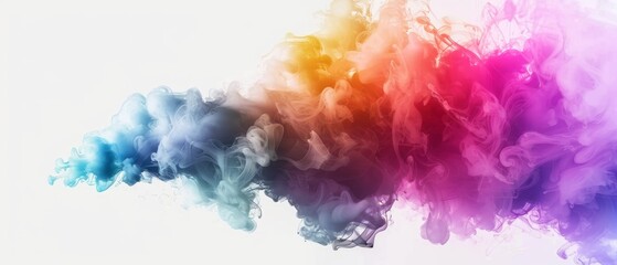Colorful smoke. Freeze motion of blue and pink powder exploding on white background. Abstract...