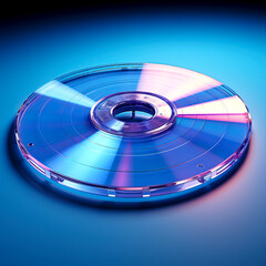 Modern CD Display from a Unique Angle on a Minimalist Background, created with Generative AI technology