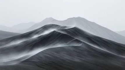 Fotobehang Desert Veiled in Gray captures the stark beauty of a minimalist landscape photography  © Emil
