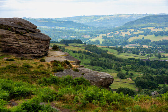 A view across the Peak District from Curbar Edge in Derbyshire, England