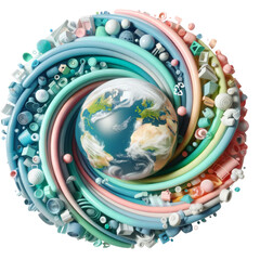 A colorful, abstract representation of the Earth with a blue and green swirl. Concept of the Earth's fragility and the importance of protecting it