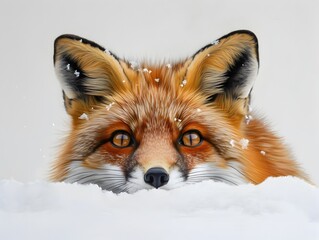 Curious Red Fox Peeking Over White Table, To evoke a sense of curiosity and wildness in advertising