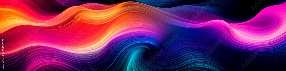 Poster charming digital waves of color merge and flow in an abstract pattern