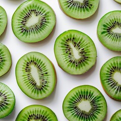 Fototapeta premium Kiwi Slices on Clean White Background