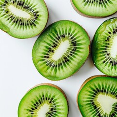 Fototapeta premium Kiwi Slices on Clean White Background