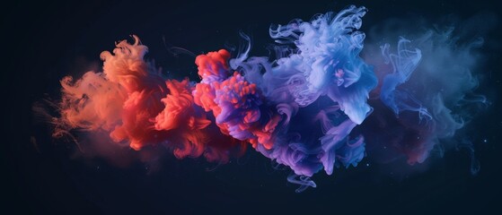 Abstract multi color powder explosion on black background. Painted Holi in festival.