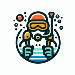 Vector illustration of scuba diver icon logo sticker tattoo vector.