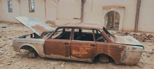 Old abandoned car in Africa Tunisia