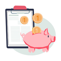 Revenue and profitable loan, contract and credit agreement symbol. Banner for effective banking and financial operations, vector illustration isolated on white background.