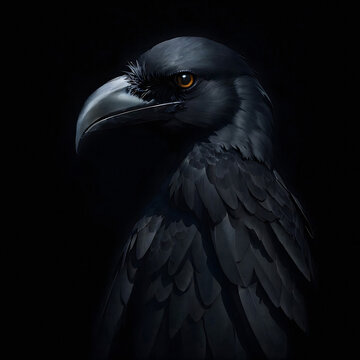 raven illustration over a black background