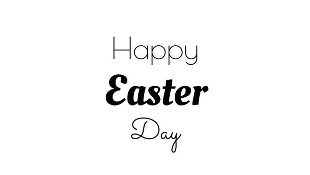 Happy Easter day greeting text animation on white background