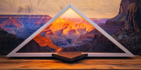 Sunset Serenade A Triangular View of the Grand Canyon Generative AI