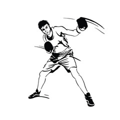 Boxer athlete silhouette. Vector silhouette illustration. The character.