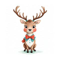 Fototapeta premium Amazing Reindeer wearing a bow tie for toddlers book