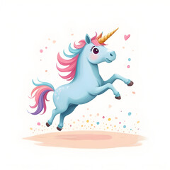 Obraz na płótnie Canvas Amazing Unicorn Jumping with joy story book cover design