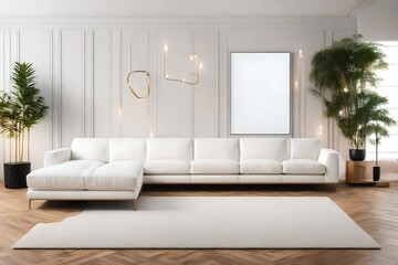 modern living room with white sofa set