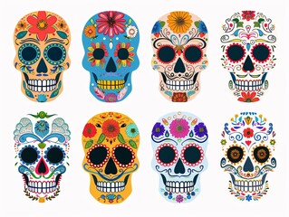 Skeleton Skulls with Flower Decorations A Monthly Celebration of DÃ­a de los Muertos Generative AI