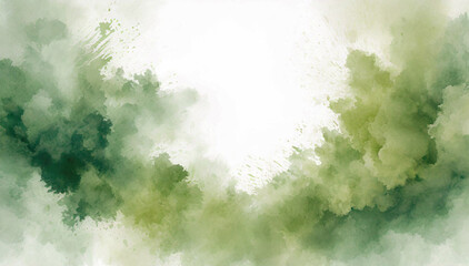 Fototapeta na wymiar Zielone tło, abstrakcyjne chmury. Puste białe miejsce
