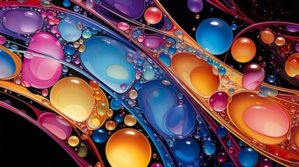 Flüssig, Farben, Öl, Bunte fließende Formen, 3D Effekt - obrazy, fototapety, plakaty