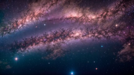 Obraz premium Dreamy cosmic landscape with twinkling stars and glowing particles 