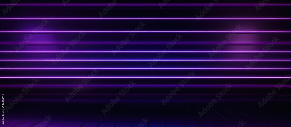 Poster a deep purple rectangle with symmetrical purple lines in various shades like violet, magenta, and el
