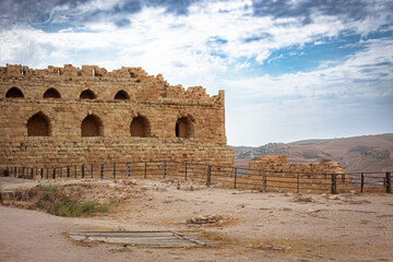 Ruins of medieval Kerak Castle in Jordan.  Horizontally. 