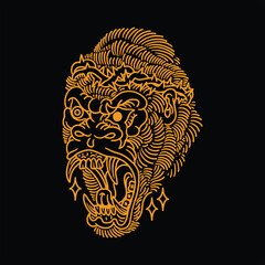 angry gorilla line art vector design © Doni pacoceng