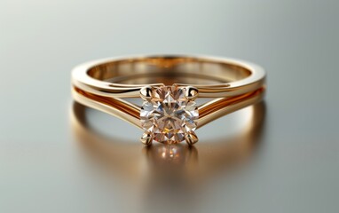 A gold and diamond ring with a diamond in the center